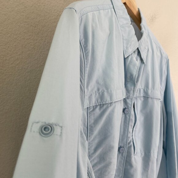 LL Bean Womens XL Light Blue Hiking Outdoor Fishing Convertible Buttondown Shirt - Picture 8 of 8